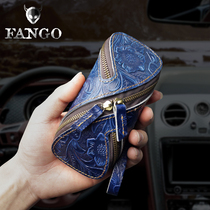 Handmade Bull Leather Key Baotou Layer Cow Leather Creative Car Key Bag Creative Retro Zipped Mini Zero Wallet Tide