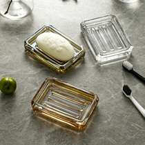 Glass soap box household soap box simple soap holder light luxury creative transparent soap dish large square soap box storage
