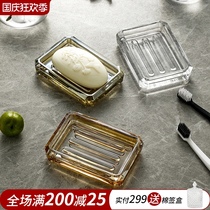 Glass soap box blue soap dish handmade soap tray high grade blue creative transparent soap box large thick soap box