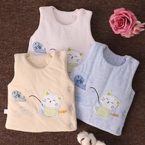 Newborn baby cotton warm vest men and women baby round neck top shoulder buckle side sleeveless spring and autumn winter vest