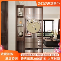 New Chinese screen partition living room entrance solid wood entrance modern simple door cover hollow decorative shelf