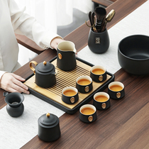 Kung Fu Tea Set Supplies Light Luxury High-end Tea Chinese Ceramics Tea Tea Living Room Tea Cup Set High-end Gift Box