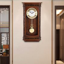 Han Shi European clock clock living room home retro solid wood clock music time quartz long watch HP130