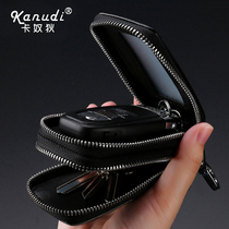 Real Cow Leather Car Key Bag Large Capacity Zipper Male And Female Waist Hanging Home Lock Spoon Bag Buckled Car Versatile Multifunction