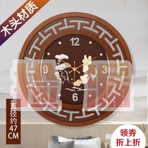 TQJ new Chinese style wood living room wall clock color shell quartz clock Chinese style clock bedroom mute wall clock