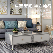 Rock board tea table Nordic light luxury living room household tea table small apartment modern simple advanced creative iron tea table