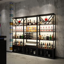 Wine rack shelf Wine cabinet display rack Commercial beer bar bar Industrial wind floor-to-ceiling Wrought iron wine cabinet