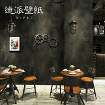 Retro cement gray wallpaper solid plain black bar living room background wall industrial wind wallpaper waterproof dark