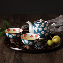 Japanese imported toast vintage blue Japanese plum bunny Bunny teapot tea cup tea bowl tea set gift box