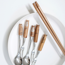  Japan imported Fluffy cute creative Shiba Inu cat animal shape Fruit fork Fruit sign Coffee spoon chopsticks