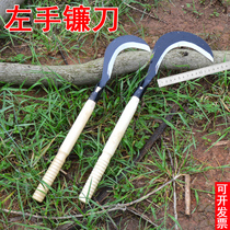 Left hand sickle manganese steel agricultural tool cutting grass knife outdoor multifunctional long handle harvesting and weeding left-handed special knife