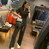 雪纺西装领连体裤阔腿长裤套装女高腰显瘦2020新夏职业气质连衣裤