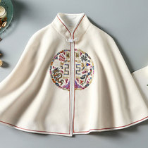 2020 autumn style ethnic embroidery woolen shawl cloak top with elegant cheongsam cloak woolen cardigan women