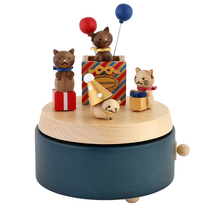 Jeancard music box wooden music box wooden cat boys girls children girls birthday valentine's day gift