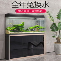 Small and medium-sized fish tank aquarium living room floor home large lazy people ecological water-free glass goldfish tank with Cabinet