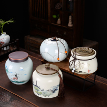 Ceramic tea cans sealed cans large half-pound storage tea storage cans Porcelain cans Green tea black tea Puer tea cans customized