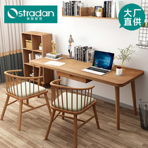 Nordic desk workbench study all solid wood furniture writing study desk and chair log office computer desk with drawer