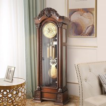 European-style Hemler mechanical floor clock American retro Villa vertical solid wood pendulum clock Chinese classical creative seat clock