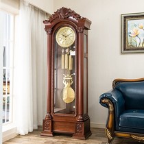 European-style solid wood mechanical floor clock American retro Villa atmospheric standing clock German Hemler movement decorative clock