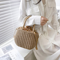 Straw bag womens bag 2021 fashion net red summer beach bag retro portable vegetable basket hand woven bag