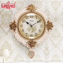 Lisheng European wall clock swing clock creative pastoral living room modern simple decoration home silent quartz clock