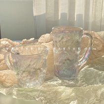 Glacier pattern glass with handle ins Wind matte gradient drinking cup children high color fruit juice coffee cup