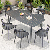 Outdoor table and table Courtyard rock plate Leisure combination open-air terrace waterproof sunscreen modern minimalist outdoor balcony tea table
