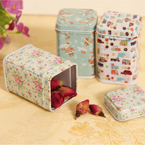 European style tinplate portable mini tea pot Moisture-proof multi-functional small tea pot storage jar Square sealed jar