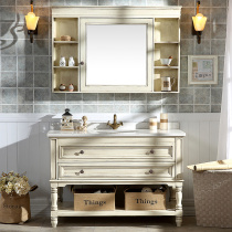  American bathroom cabinet combination Solid wood floor-to-ceiling washbasin pool bathroom sink Rock board bathroom mirror cabinet