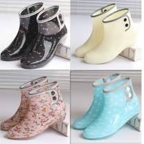 Kitchen low-top adult rain shoes water shoes plus velvet womens waterproof rain boots non-slip short tube lightweight fashion shallow rubber shoes