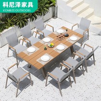 Outdoor table and chairs Courtyard Embalming Wood Table Villa Garden Big Long Table Outdoor Hotel Terrace Casual Table And Chairs Combination