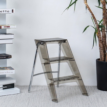 Xishan multifunctional household folding ladder Nordic indoor flower stand herringbone ladder three-step transparent acrylic portable ladder