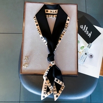 Style small crowdspring autumn 2023 new foreign air letters small neckline scarves strip silk scarves with light lavish wipes