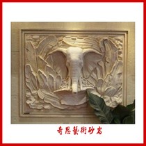 Sandstone European relief Sandstone Water wall sculpture Elephant fountain Hotel villa courtyard Water sculpture Sandstone painting