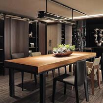 American solid wood dining table simple modern table home table and chair iron retro loft restaurant table and chair combination