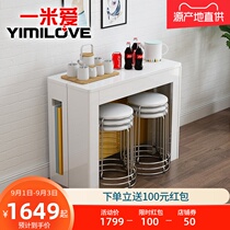 One meter loves modern simple folding dining table and chair combination household small apartment retractable table invisible dining table