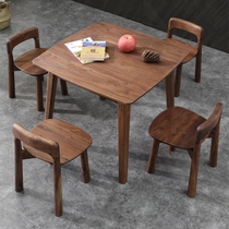 Nordic Solid Wood Small Square Table Black Walnuts Wood Children Study Table Writing Table Small Tea Table Side A Few Babies Small Dining Table Chairs