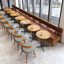 Customized Western Restaurant Cafe Solid Wood Wall Card Seat Sofa Dessert Milk Tea Shop Snack Burger Shop Table and Chair Combination