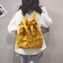 Korean version of bag womens bag 2021 new solid color large capacity canvas bag personality literature and art wild student backpack tide