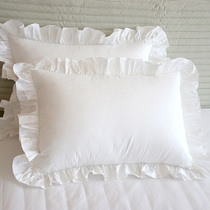 Pure white lace handmade pleated lace ruffle pillowcase a cotton cotton cotton single pillowcase a pair