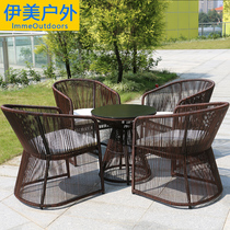 Nordic outdoor table and chair coffee table combination leisure rattan chair three-five-piece outdoor coffee courtyard terrace single chair