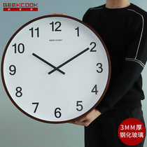 geekcook Nordic 20 inch wooden wall clock mute oversized hotel clock living room simple modern clock