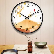 New Chinese wall clock living room clock home clock bedroom silent hanging watch fashion simple modern hanging wall free of punch
