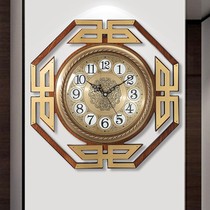 New Chinese wall clock creative octagonal atmospheric home living room wall watch Chinese style silent hanging watch quartz clock
