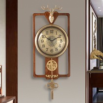 New Chinese living room wall clock light luxury creative atmosphere home fashion Chinese style clock pure copper hanging watch swing clock