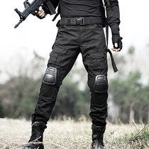 Black Python tactical training pants belt knee camouflage military camouflage overalls men anti-scratch wear-resistant outdoor riding trousers