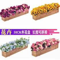 50CM Wood Fence Rose Fake Flowers Simulation Flowers Living Room Swing room Hotel Restaurant Decoration Placed Dry Flower Flower Arrangement