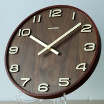 New Chinese wall clock Living room mute clock Wooden clock Chinese style light luxury watch Household quartz clock Retro wall clock