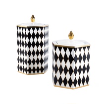 Simple modern electroplated gold stripe black and white lattice living room ceramic decorative jar ornament home storage jar art jewelry
