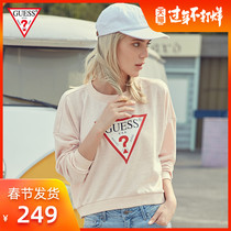 Guess women's solid inverted triangle logo pullover sweater-w92q54k8k90